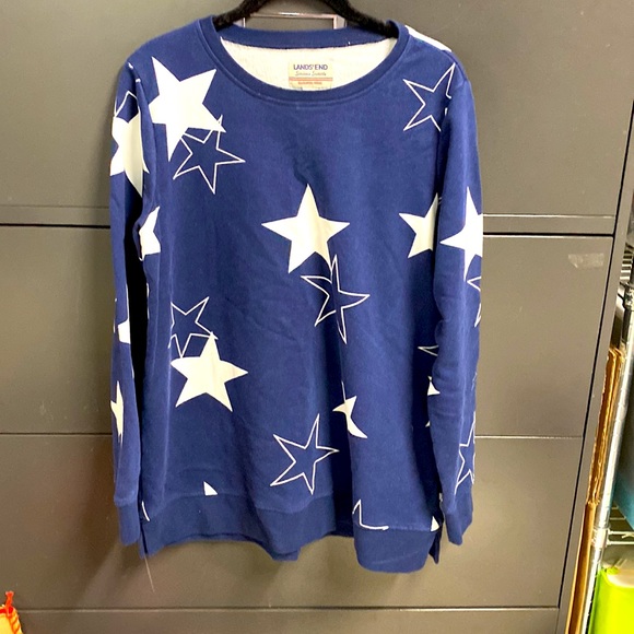 Lands end serious sweats blue sweater medium - Picture 2 of 5